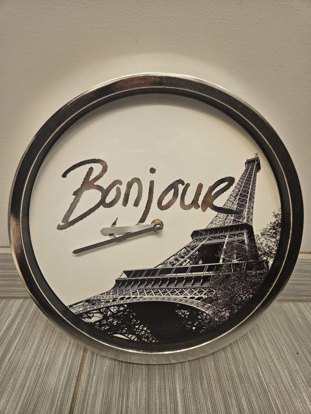 Eiffel Tower "Bonjour!" 12 inch clock